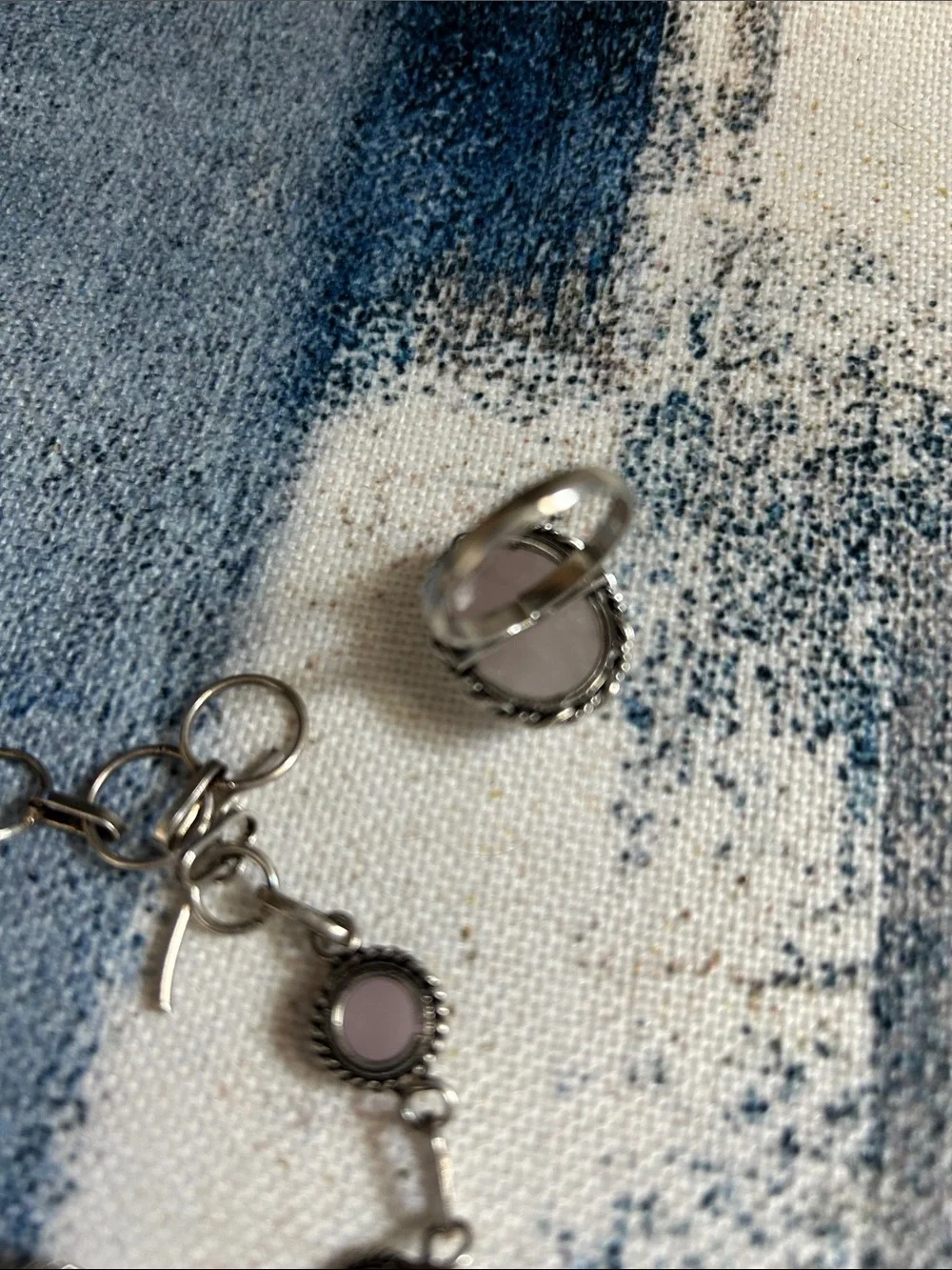 Sterling Silver Rose Quartz Gemstone Ring Size 7 & Bracelet Set